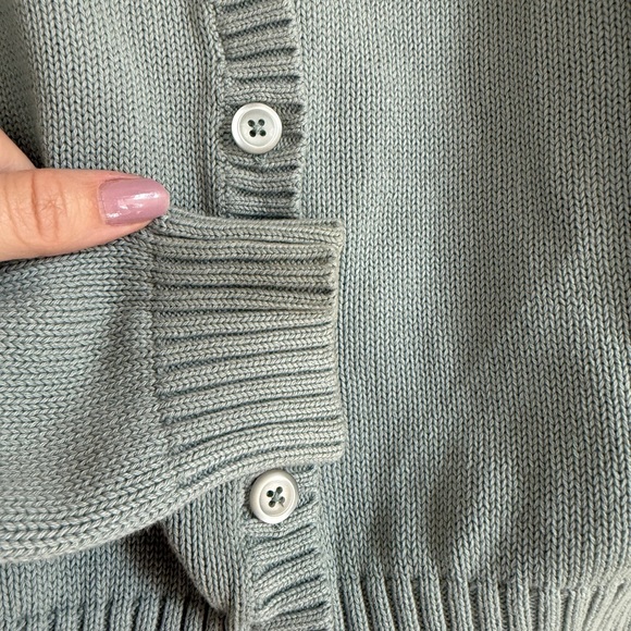 John Galt Brandy Melville Button Cardigan Academia Sage Green Cotton One Size - Picture 2 of 6